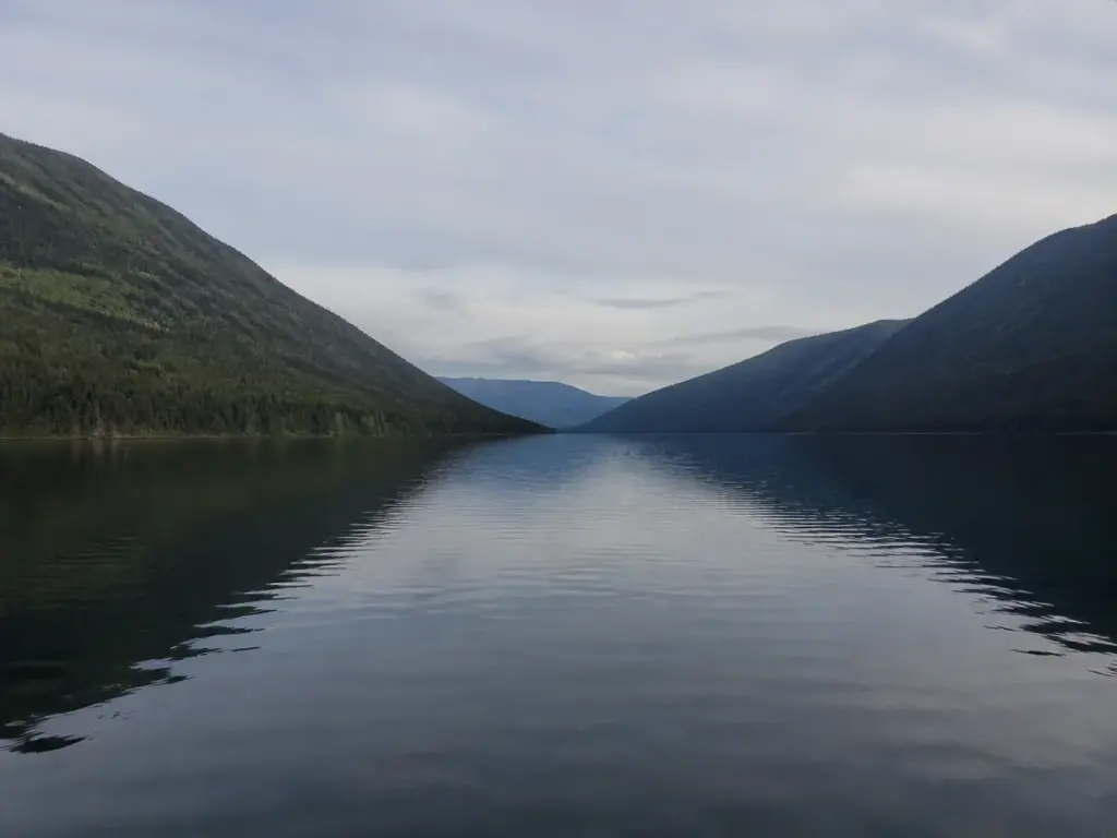 Evening light along the length of Isaac Lake