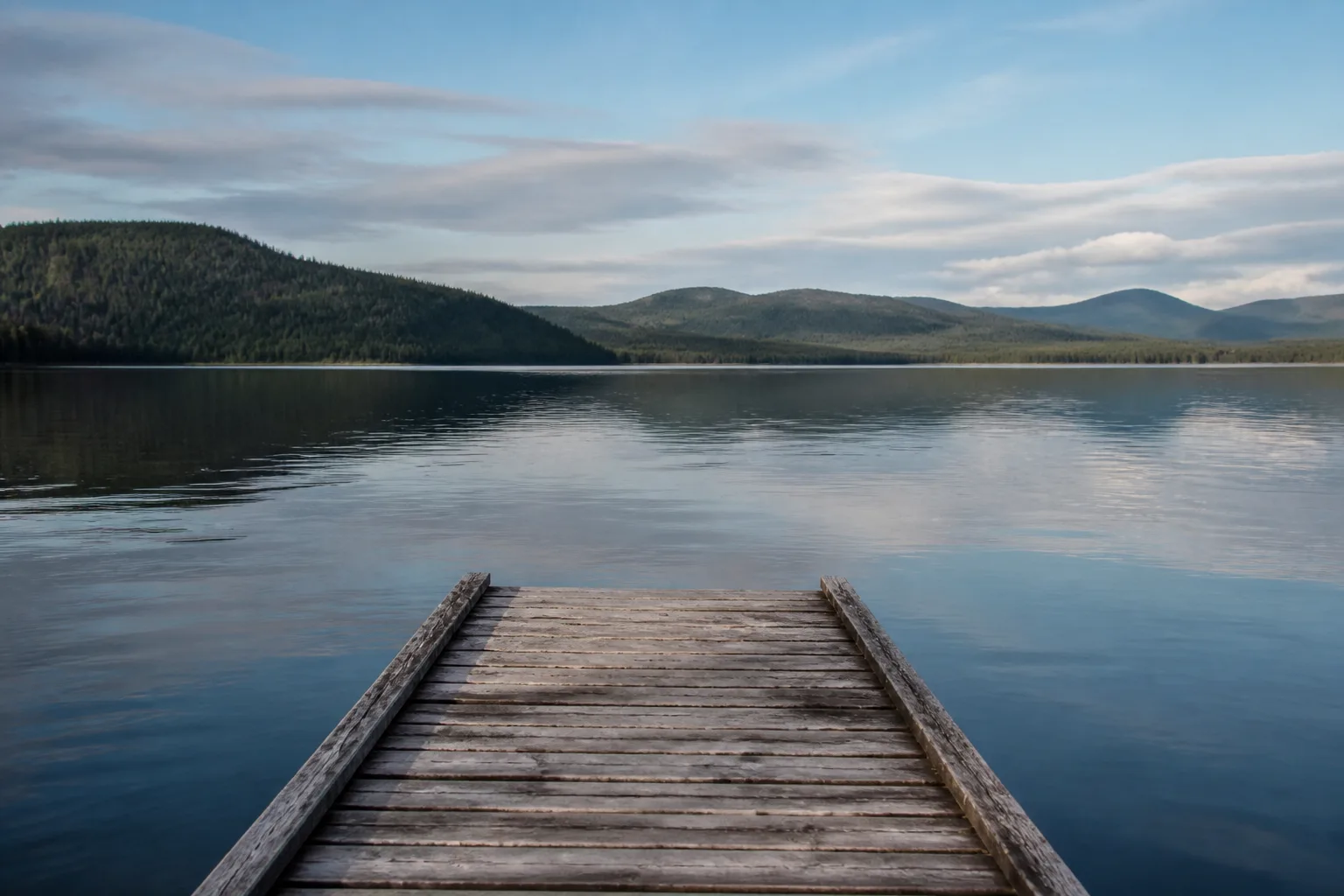 The small dock at the end of Bowron Lake, where the circuit finishes